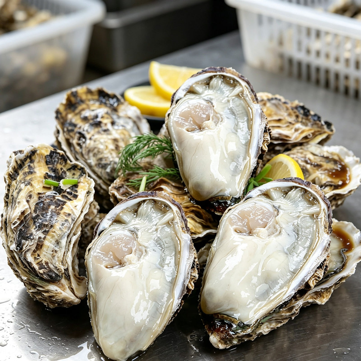 Fresh Raw Oysters Half Shell